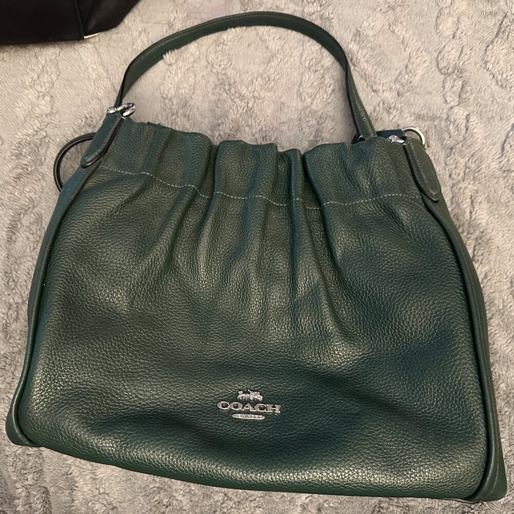 Coach C1454 Maya Leather Large Shoulder Bag-Tote Green - Picture 3 of 5
